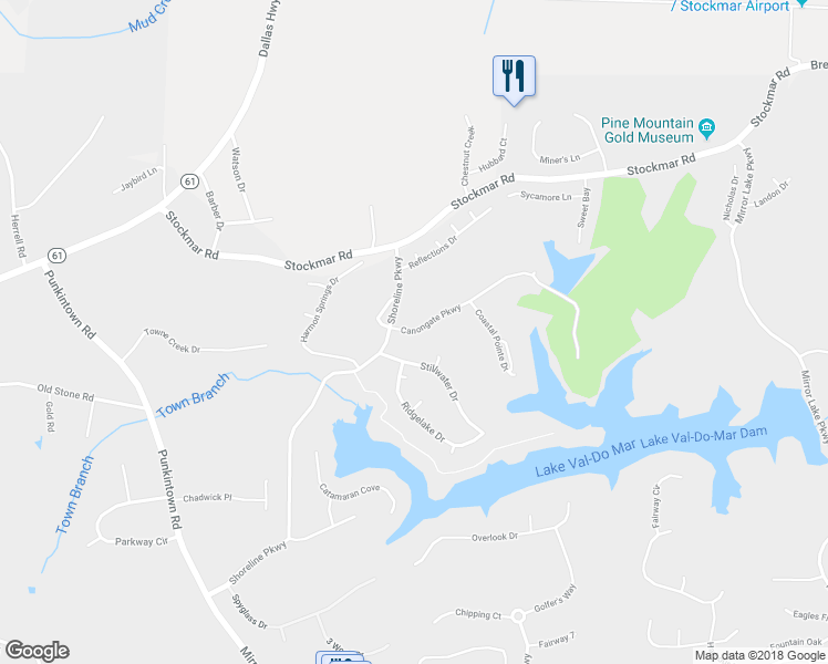 map of restaurants, bars, coffee shops, grocery stores, and more near 9825 Canongate Parkway in Villa Rica