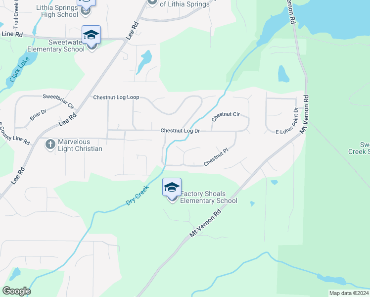 map of restaurants, bars, coffee shops, grocery stores, and more near 2271 Chestnut Place in Lithia Springs