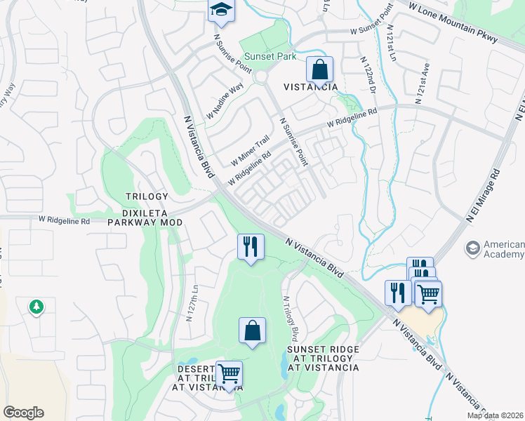 map of restaurants, bars, coffee shops, grocery stores, and more near 12584 West Lindbergh Drive in Peoria