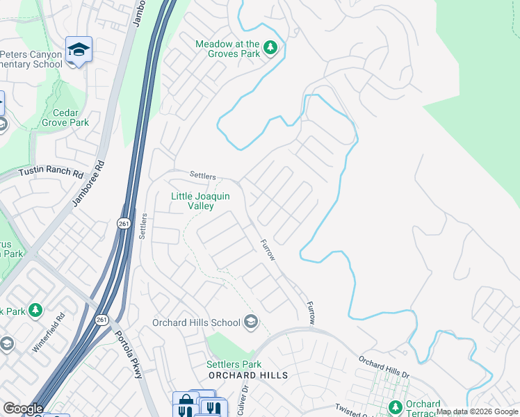 map of restaurants, bars, coffee shops, grocery stores, and more near 109 Treasure in Irvine