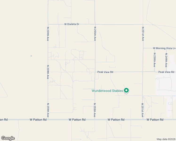 map of restaurants, bars, coffee shops, grocery stores, and more near 25539 Peak View Road in Wittmann