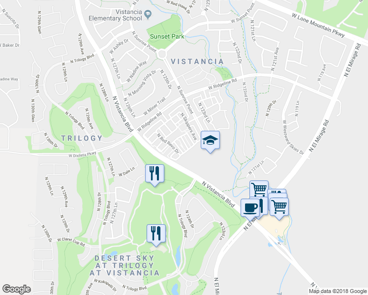 map of restaurants, bars, coffee shops, grocery stores, and more near 28922 North 124th Lane in Peoria