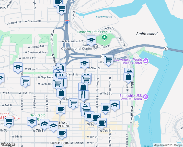 map of restaurants, bars, coffee shops, grocery stores, and more near 448 West Ofarrell Street in Los Angeles