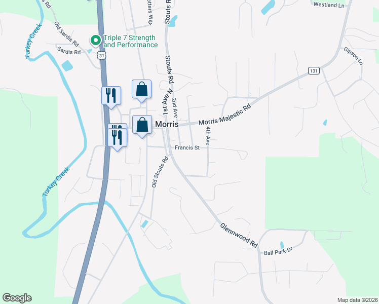 map of restaurants, bars, coffee shops, grocery stores, and more near 688 Glennwood Road in Morris