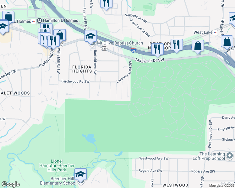 map of restaurants, bars, coffee shops, grocery stores, and more near 375 Brooks Avenue Southwest in Atlanta