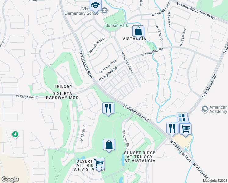 map of restaurants, bars, coffee shops, grocery stores, and more near 12576 West Lindbergh Drive in Peoria