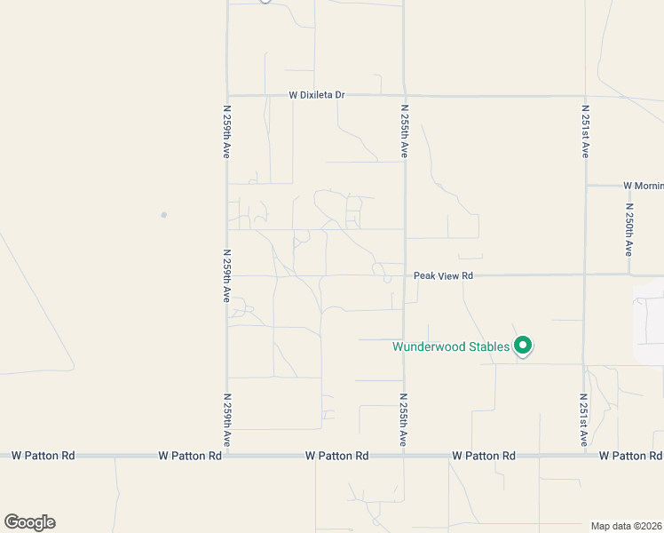 map of restaurants, bars, coffee shops, grocery stores, and more near 29007 North 256th Avenue in Wittmann