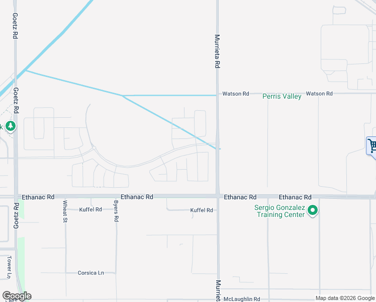 map of restaurants, bars, coffee shops, grocery stores, and more near Murrieta Road in Perris