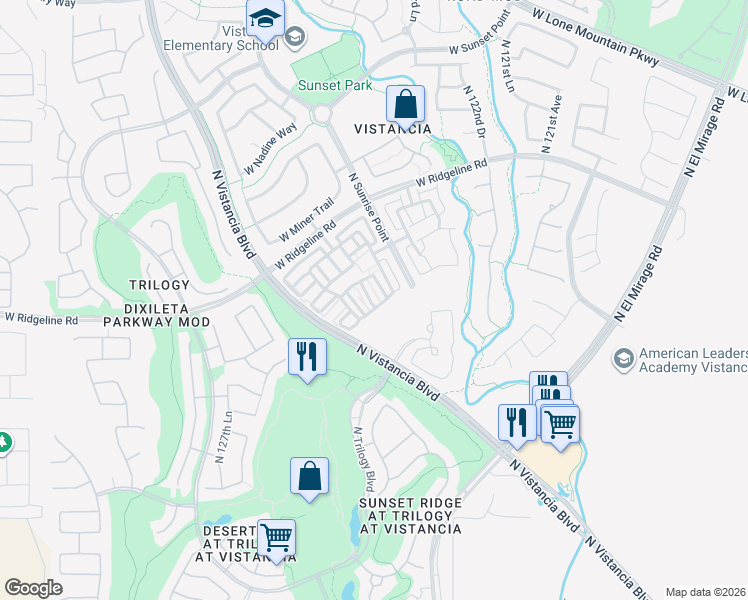 map of restaurants, bars, coffee shops, grocery stores, and more near 28921 North 124th Lane in Peoria