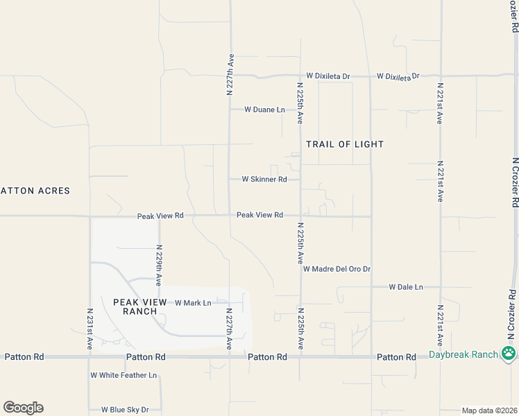 map of restaurants, bars, coffee shops, grocery stores, and more near 29037 North 227th Avenue in Wittmann