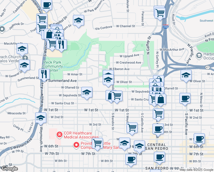 map of restaurants, bars, coffee shops, grocery stores, and more near 425 North Bandini Street in Los Angeles