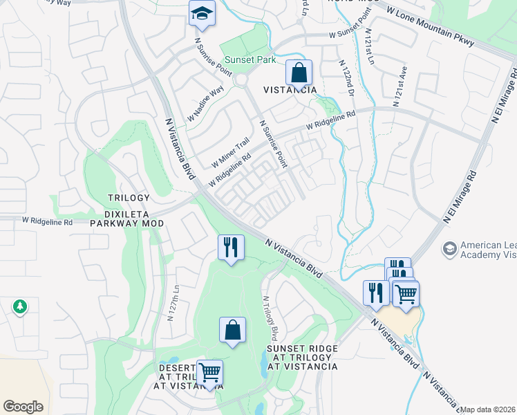 map of restaurants, bars, coffee shops, grocery stores, and more near 28962 North 124th Glen in Peoria
