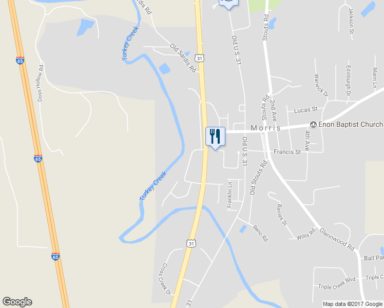 map of restaurants, bars, coffee shops, grocery stores, and more near 8075 River Bend Road in Morris