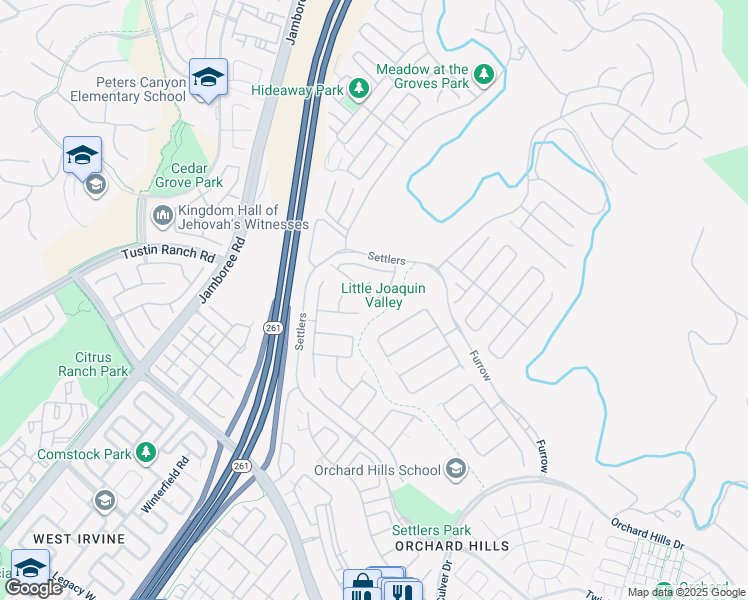 map of restaurants, bars, coffee shops, grocery stores, and more near 136 Long Fence in Irvine