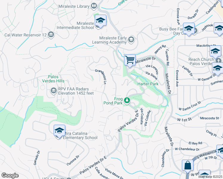 map of restaurants, bars, coffee shops, grocery stores, and more near 29815 Knoll View Drive in Rancho Palos Verdes