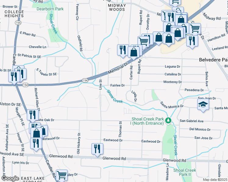 map of restaurants, bars, coffee shops, grocery stores, and more near 1585 Melanie Court in Decatur