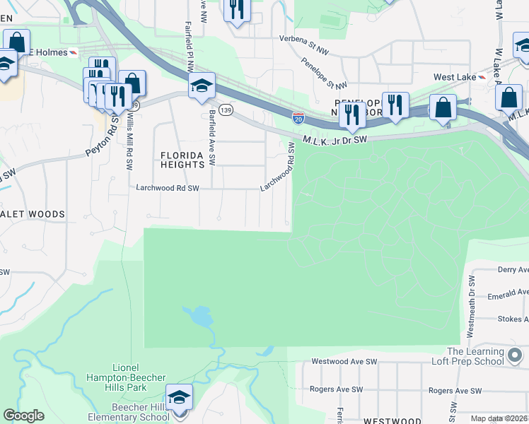 map of restaurants, bars, coffee shops, grocery stores, and more near 321 Brooks Avenue Southwest in Atlanta