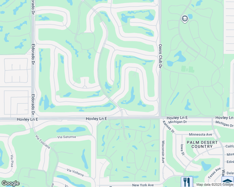 map of restaurants, bars, coffee shops, grocery stores, and more near 704 Mission Creek Drive in Palm Desert
