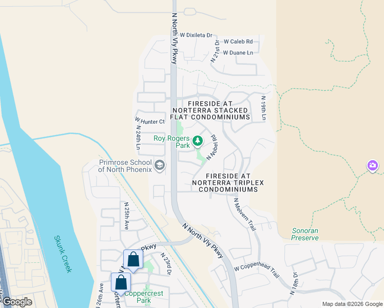 map of restaurants, bars, coffee shops, grocery stores, and more near 2234 West Roy Rogers Road in Phoenix