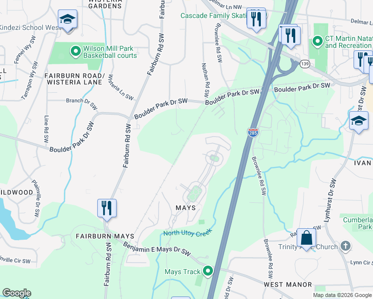 map of restaurants, bars, coffee shops, grocery stores, and more near 818 Ambient Way in Atlanta
