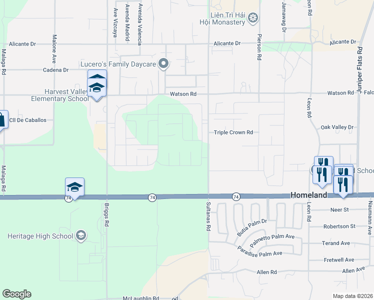 map of restaurants, bars, coffee shops, grocery stores, and more near 25817 Hollow Point Court in Homeland