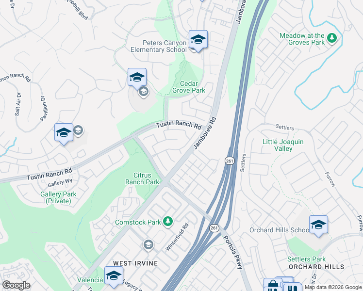 map of restaurants, bars, coffee shops, grocery stores, and more near 11625 Allen in Tustin