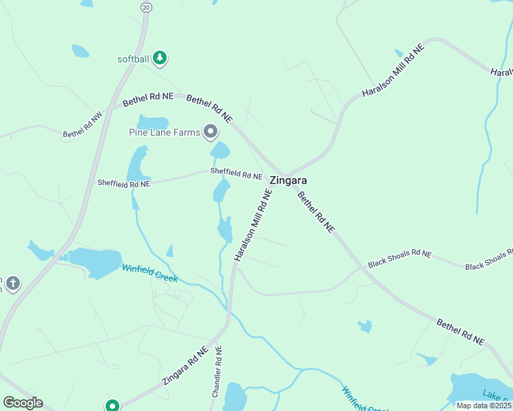 map of restaurants, bars, coffee shops, grocery stores, and more near 3850 Zingara Road Northeast in Conyers