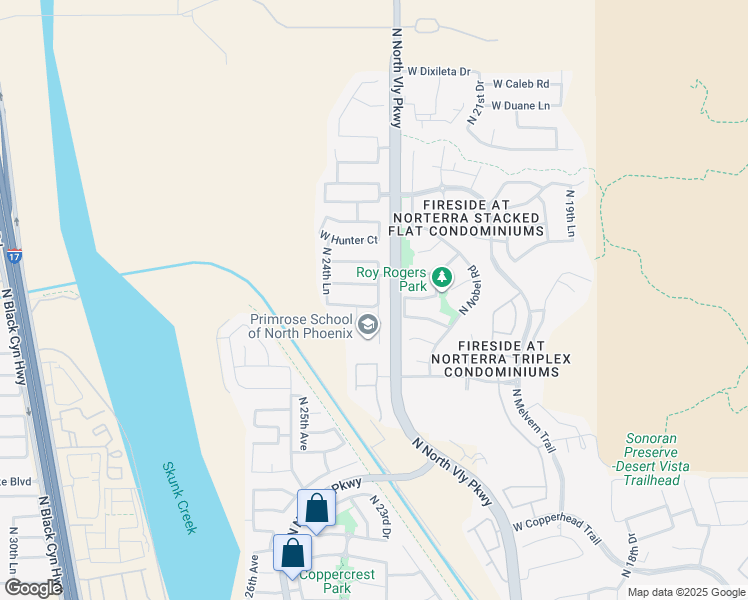 map of restaurants, bars, coffee shops, grocery stores, and more near 2320 West Roy Rogers Road in Phoenix