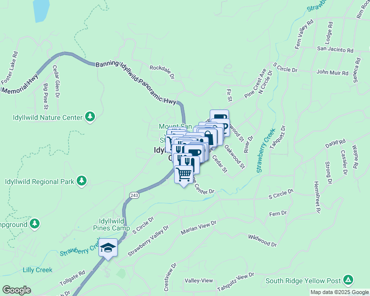 map of restaurants, bars, coffee shops, grocery stores, and more near 54325 Pine Crest Avenue in Idyllwild-Pine Cove