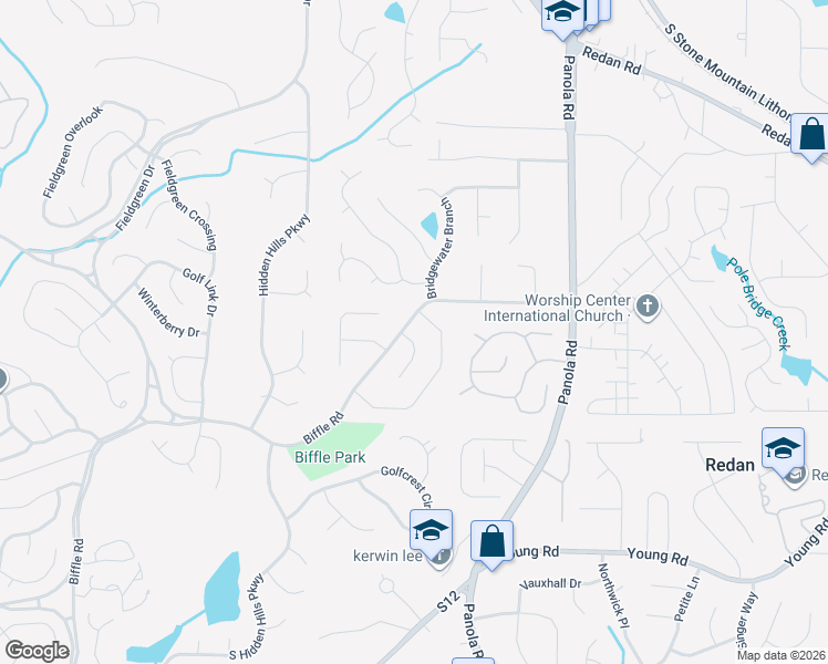 map of restaurants, bars, coffee shops, grocery stores, and more near 5404 Kelleys Mill Circle in Stone Mountain