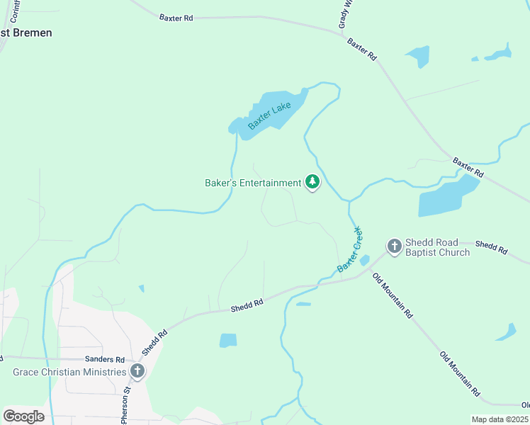 map of restaurants, bars, coffee shops, grocery stores, and more near 229 Old Hamilton Mills Road in Bremen