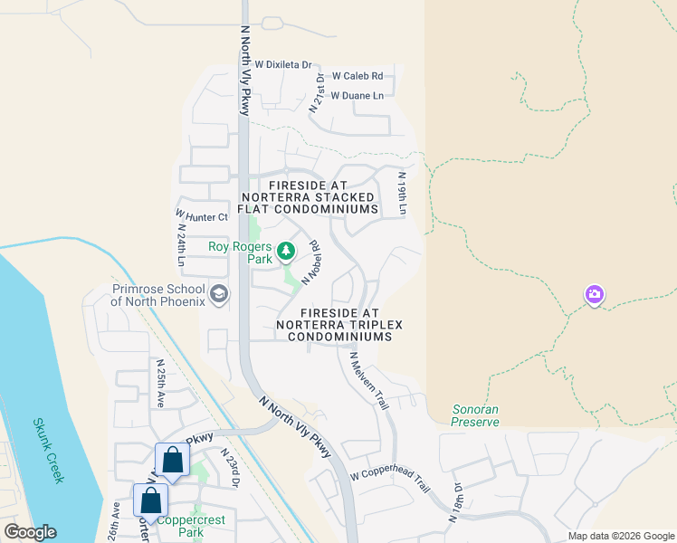 map of restaurants, bars, coffee shops, grocery stores, and more near 2062 West Roy Rogers Road in Phoenix