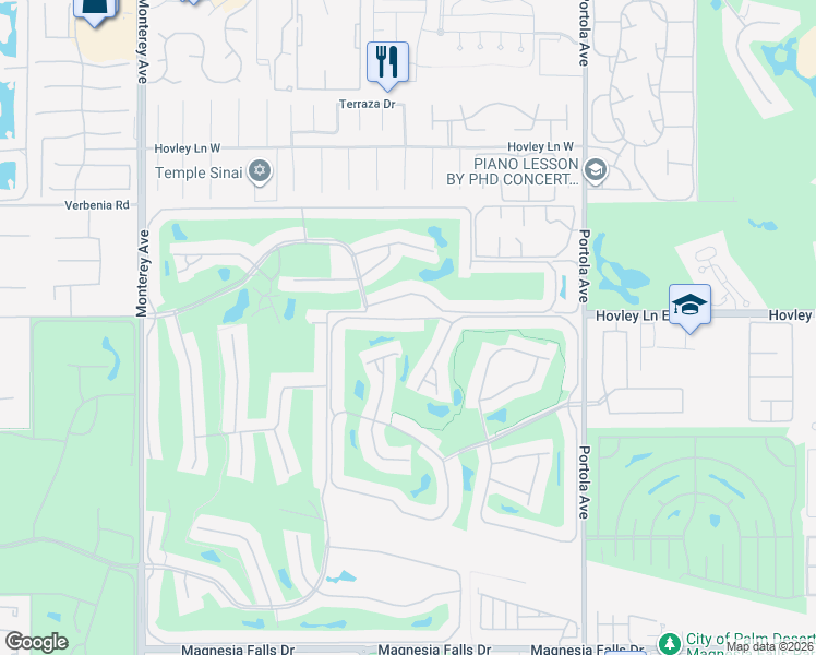 map of restaurants, bars, coffee shops, grocery stores, and more near 153 Cam Arroyo South in Palm Desert