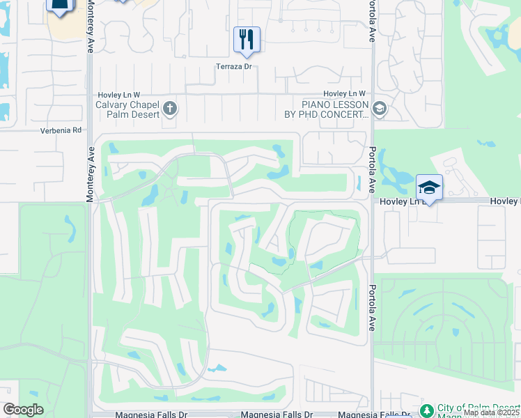 map of restaurants, bars, coffee shops, grocery stores, and more near 149 Cam Arroyo North in Palm Desert
