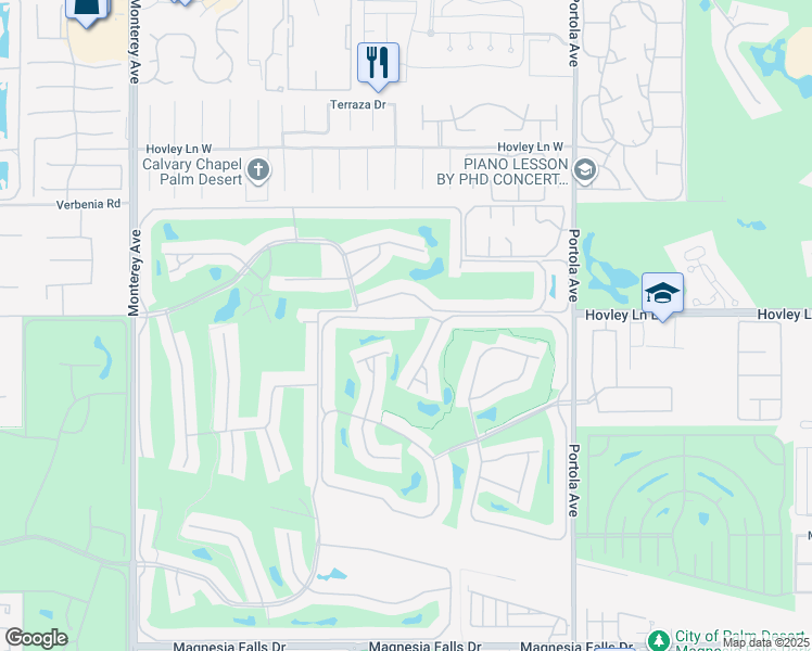map of restaurants, bars, coffee shops, grocery stores, and more near 149 Cam Arroyo North in Palm Desert