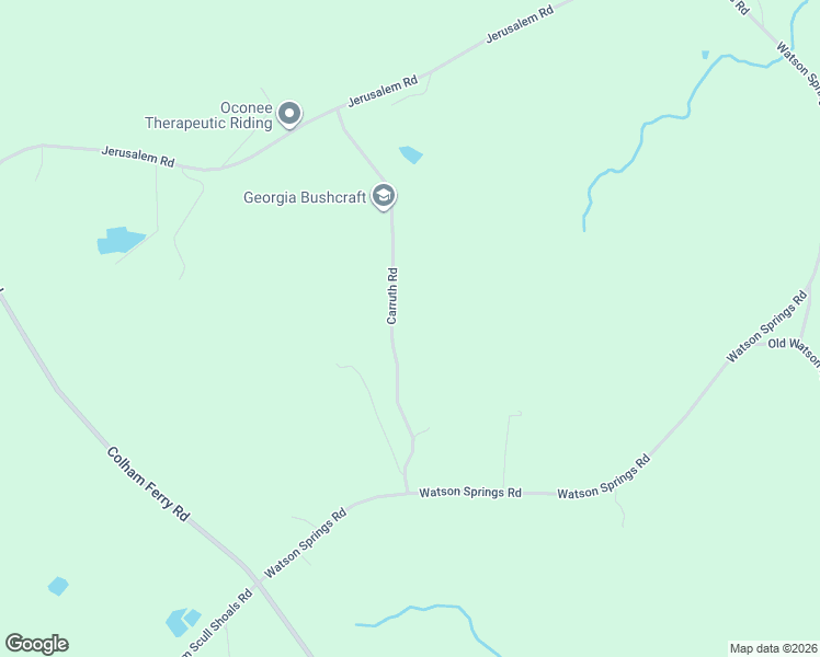 map of restaurants, bars, coffee shops, grocery stores, and more near 1291 Carruth Road in Watkinsville