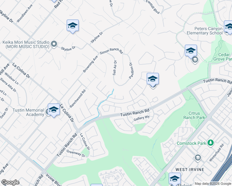 map of restaurants, bars, coffee shops, grocery stores, and more near 12165 Ojeda Court in Tustin