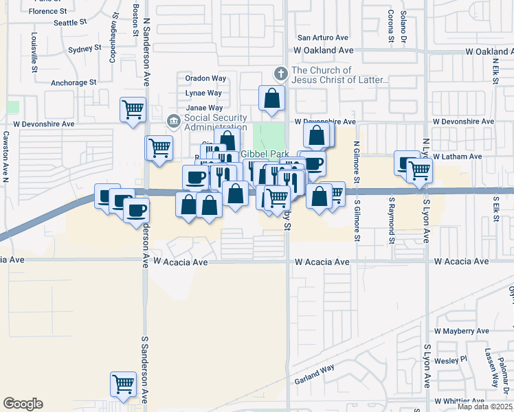 map of restaurants, bars, coffee shops, grocery stores, and more near 2675 West Florida Avenue in Hemet