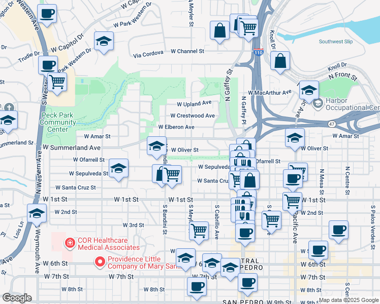 map of restaurants, bars, coffee shops, grocery stores, and more near 429 North Meyler Street in Los Angeles