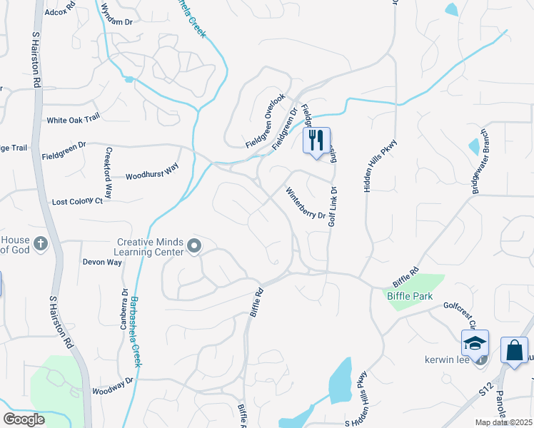 map of restaurants, bars, coffee shops, grocery stores, and more near 1544 Acorn Forest in Stone Mountain