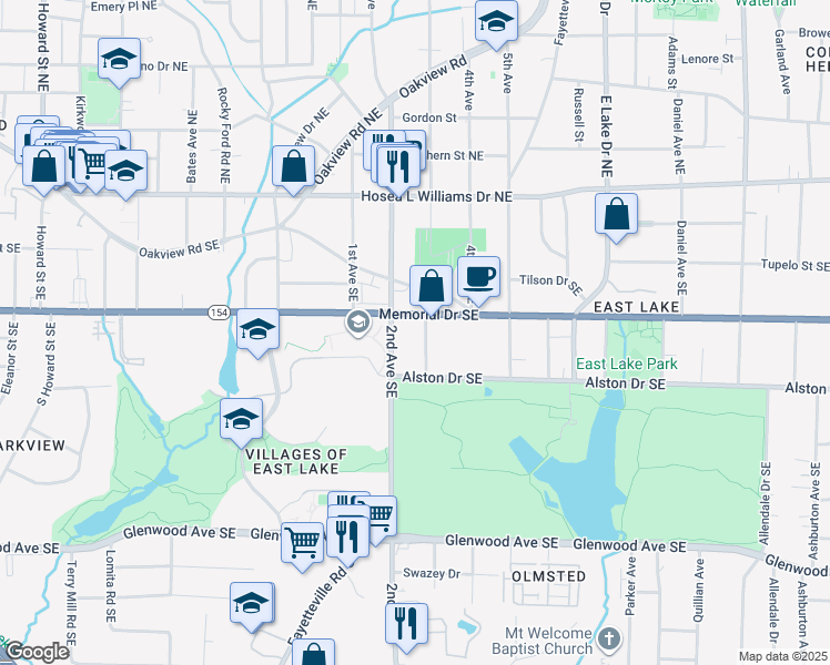 map of restaurants, bars, coffee shops, grocery stores, and more near 227 3rd Avenue Southeast in Atlanta