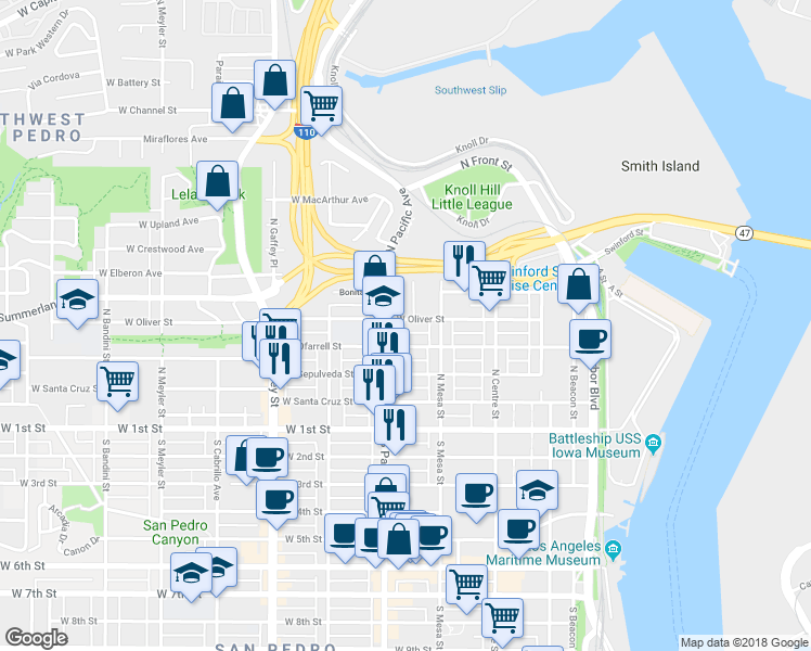 map of restaurants, bars, coffee shops, grocery stores, and more near 503 Harker Street in Los Angeles