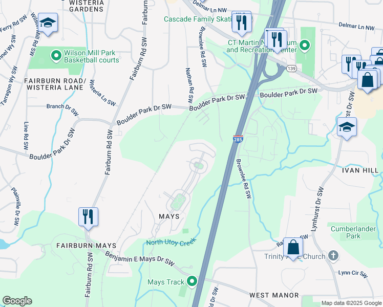 map of restaurants, bars, coffee shops, grocery stores, and more near 931 Society Circle in Atlanta