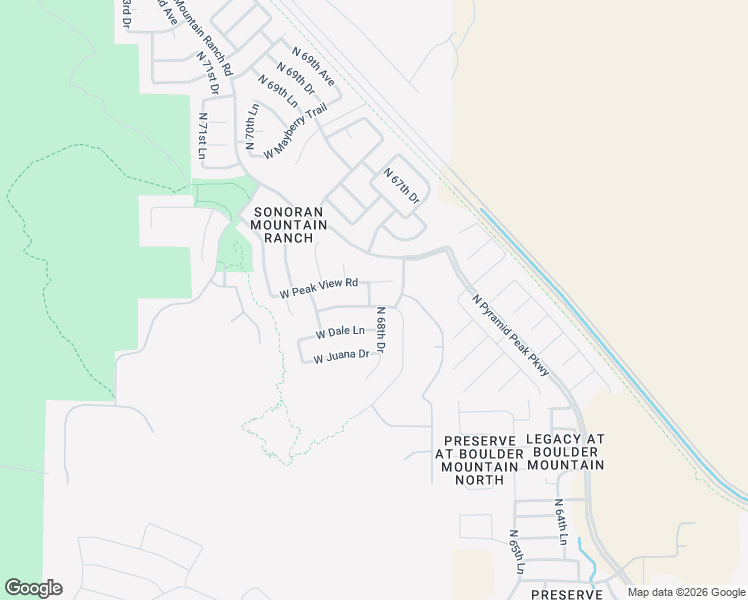 map of restaurants, bars, coffee shops, grocery stores, and more near 6858 West Mazatzal Drive in Peoria
