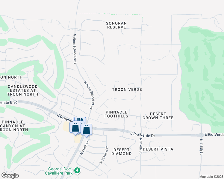 map of restaurants, bars, coffee shops, grocery stores, and more near 28847 North 112th Place in Scottsdale