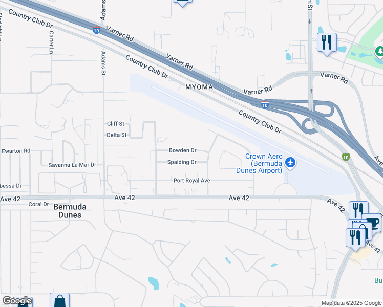 map of restaurants, bars, coffee shops, grocery stores, and more near 79371 Bowden Drive in Bermuda Dunes