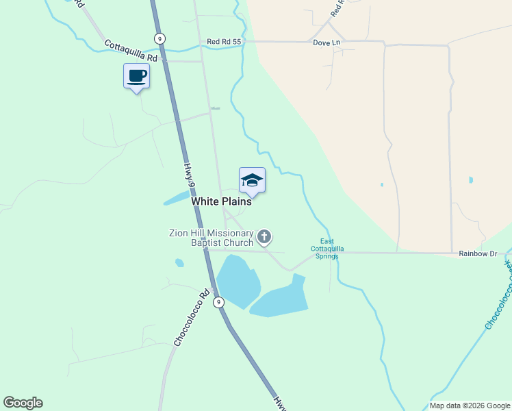 map of restaurants, bars, coffee shops, grocery stores, and more near 250 White Plains Road in Anniston