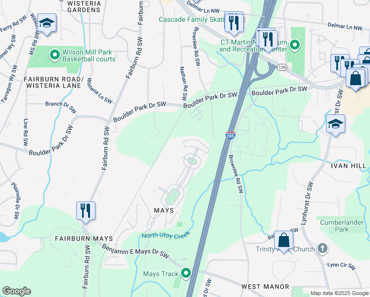 map of restaurants, bars, coffee shops, grocery stores, and more near 931 Society Circle in Atlanta