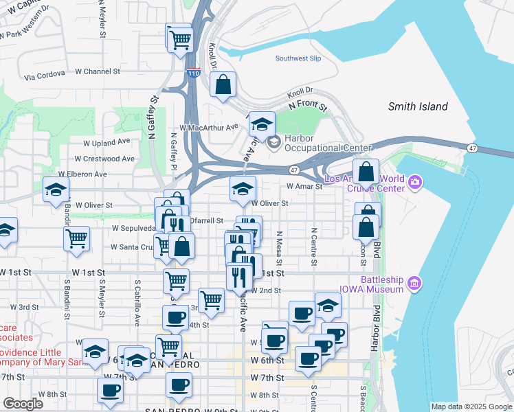 map of restaurants, bars, coffee shops, grocery stores, and more near 503 Harker Street in Los Angeles