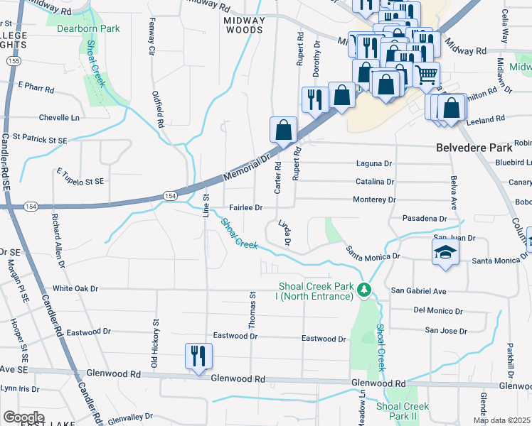 map of restaurants, bars, coffee shops, grocery stores, and more near 2779 Fairlee Drive in Decatur